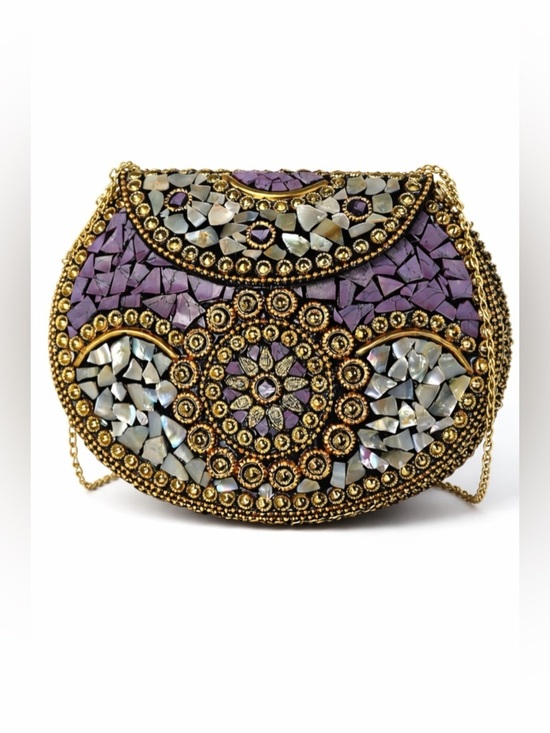 Ramla Handbags - Ramla Beverly Hills Purple Mosaic Evening Bag NWT